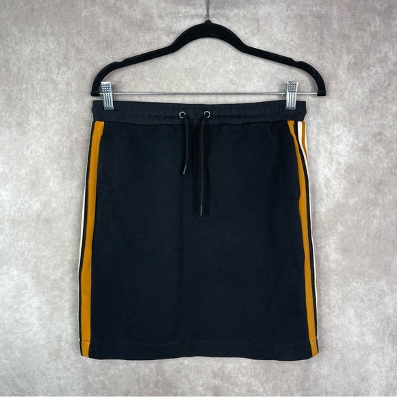 Scotch & Soda Drawstring Ponte Knit Skirt With Side Stripe In Black Size M - Picture 1 of 6